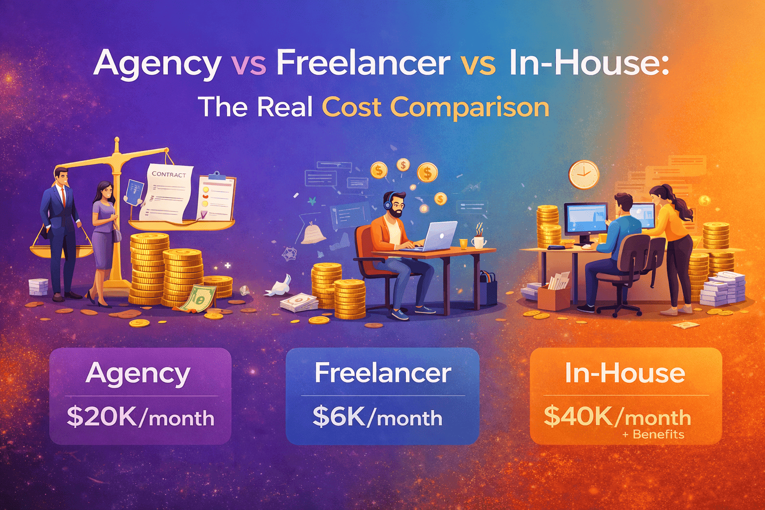 Agency vs Freelancer vs In-House: The Real Cost Comparison