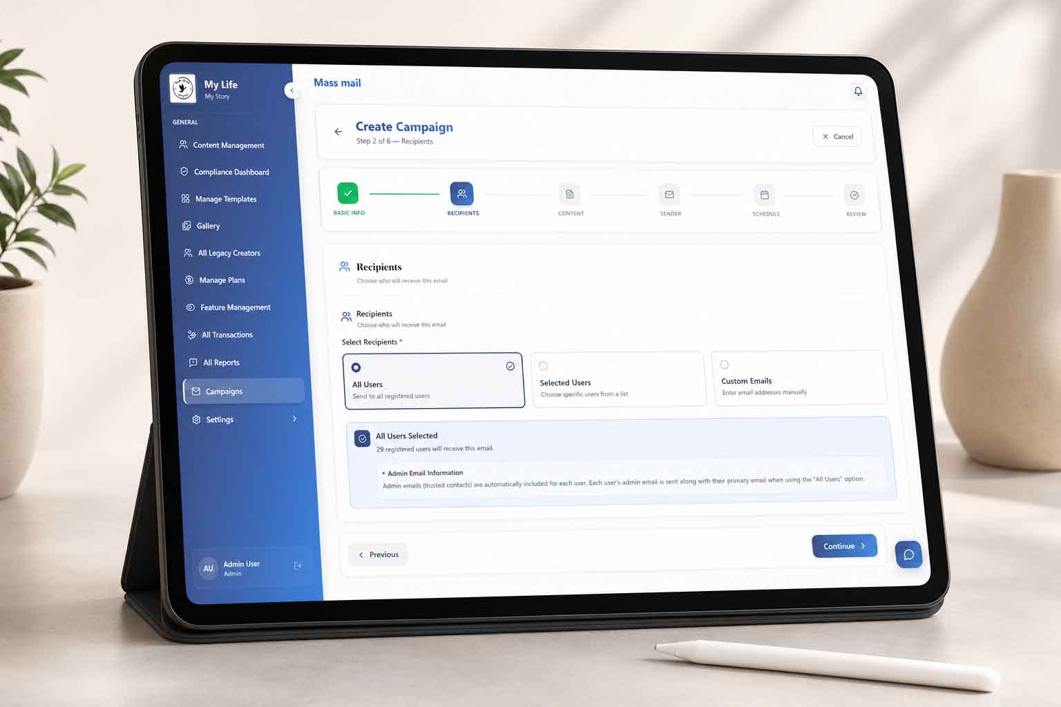 My Life, My Story — Digital Legacy Platform — product preview