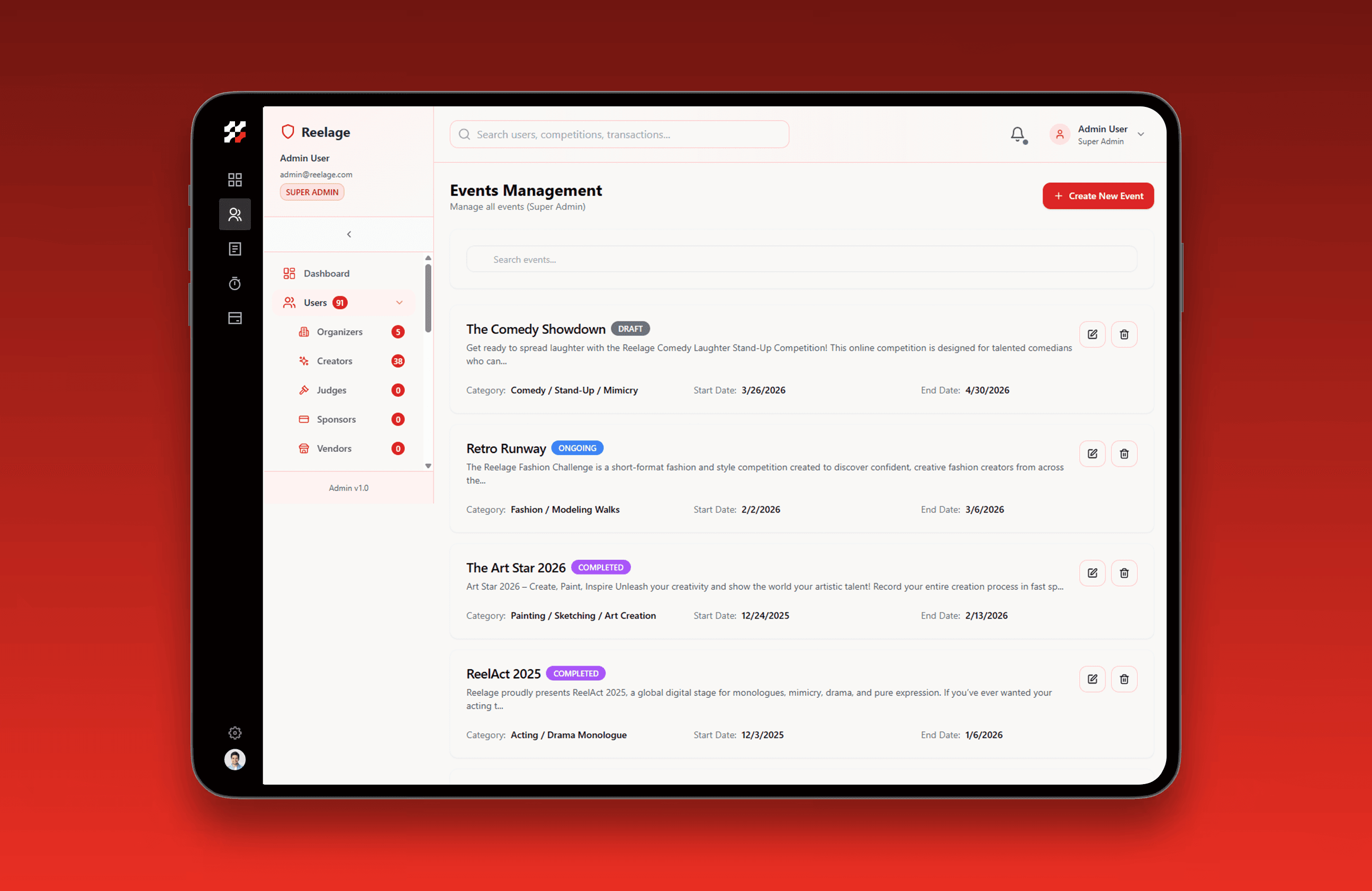 Reelage - B2B Talent and Event Platform — project visual 3