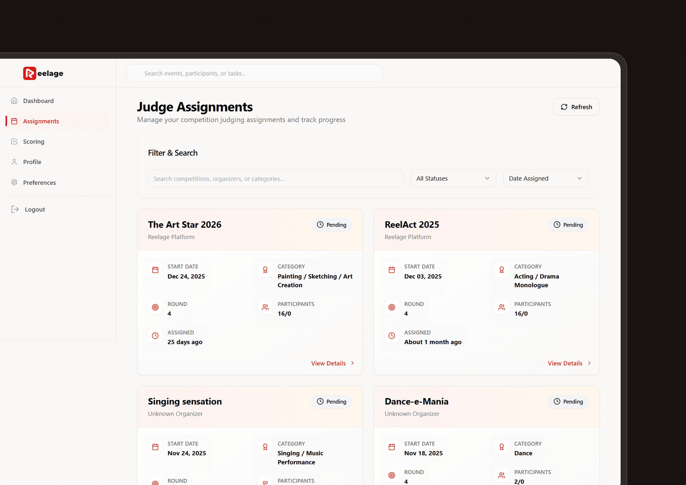 Reelage - B2B Talent and Event Platform — project gallery image 8