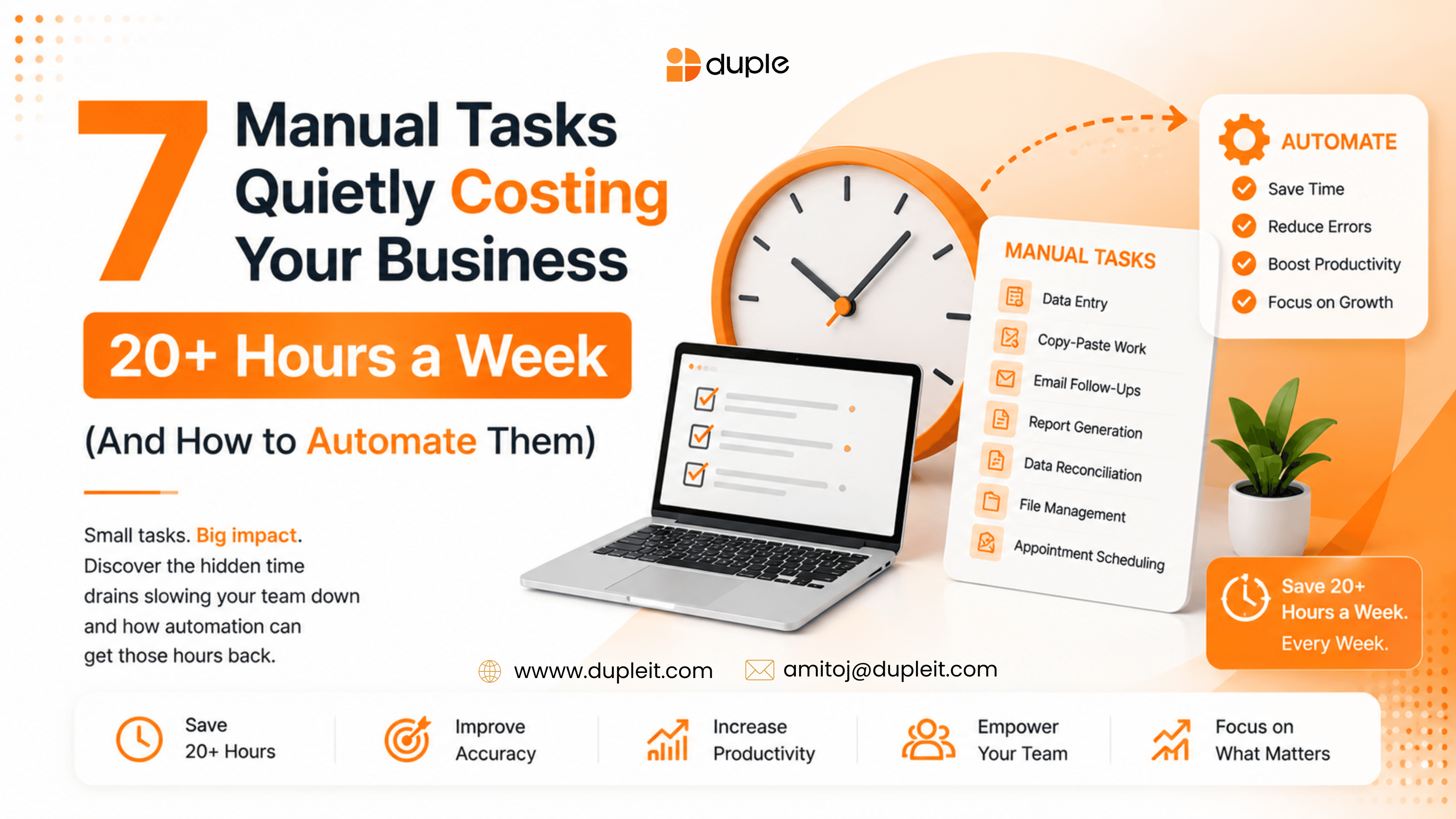 7 Manual Tasks Quietly Costing Your Business 20+ Hours a Week (And How to Automate Them)
